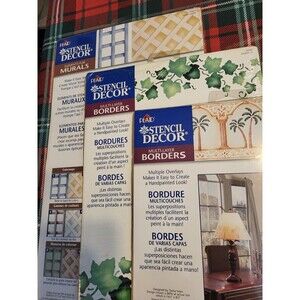 Plaid Stencil Decor Wall Stencil - British Colonial, Garden Lattice, English Ivy